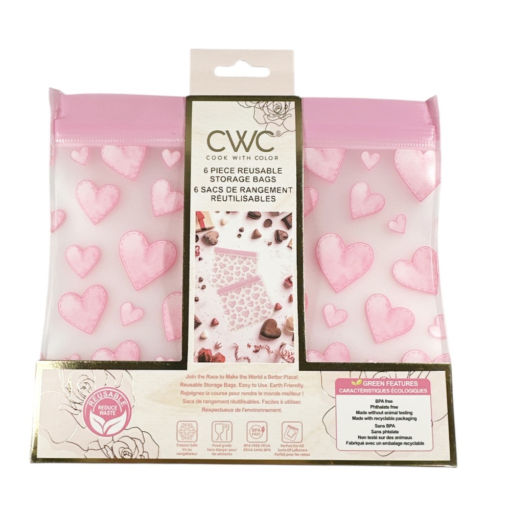 New CWC PINK HEART Reusable Storage Bags